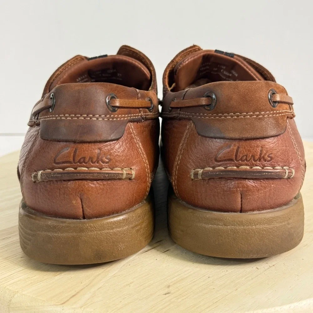 CLARKS Men's Boat Shoes Two-Toned Leather Lace-Up Top-Siders Casual Size 13M